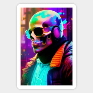 Abstract Cyberpunk Skull Magnet